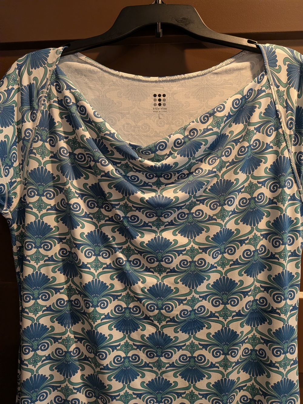 Title Nine Blue & White Printed Cowl-Neck Midi Dress - Picture 2 of 7